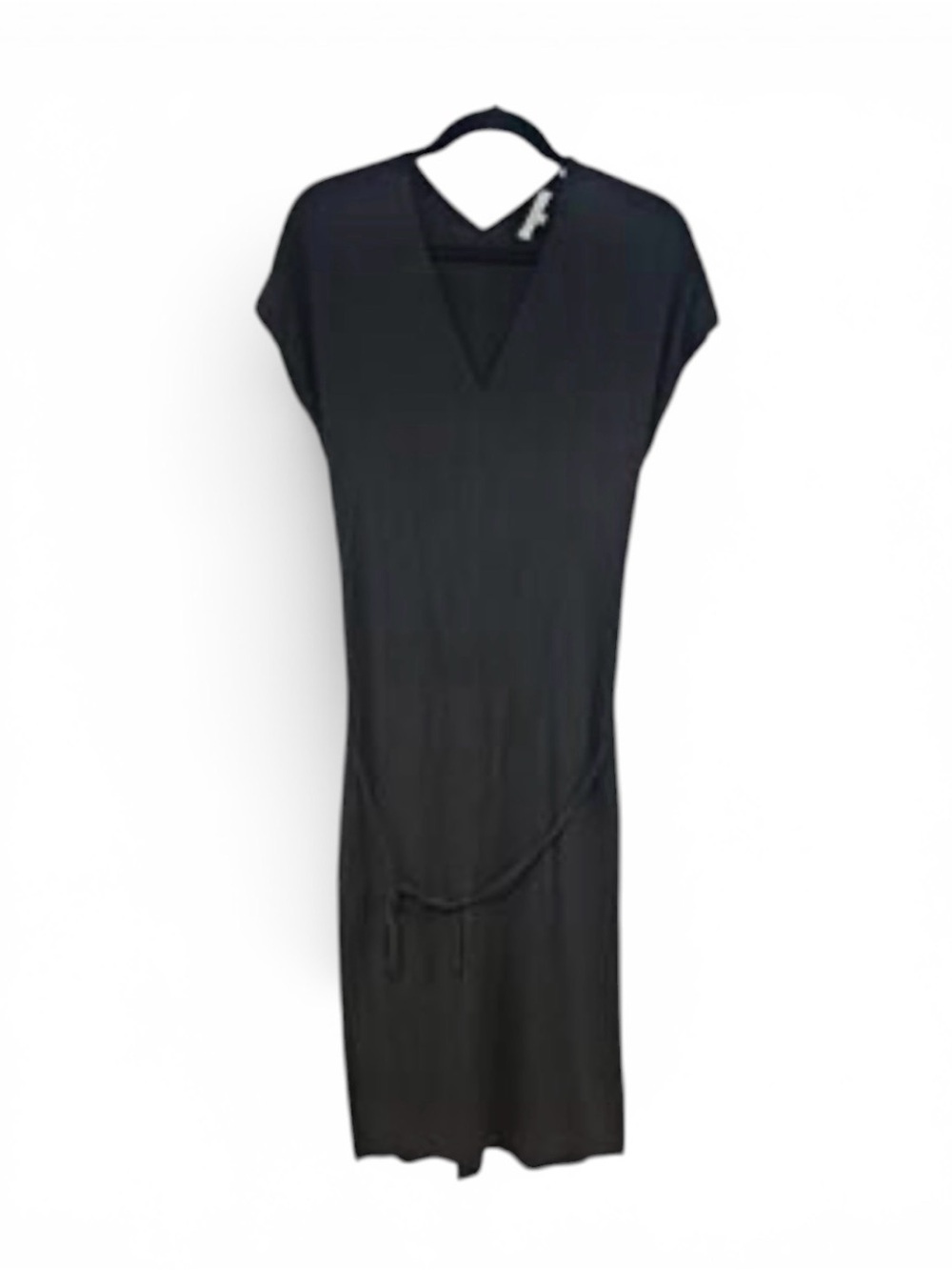 Vince Black V-Neck Maxi Dress with Waist Tie